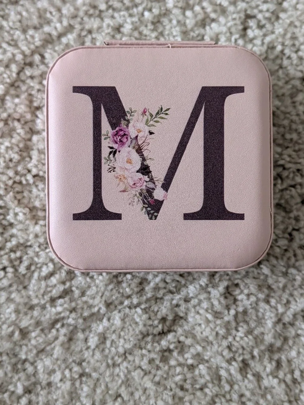 Compact Pink Jewelry Organizer Case with Mirror